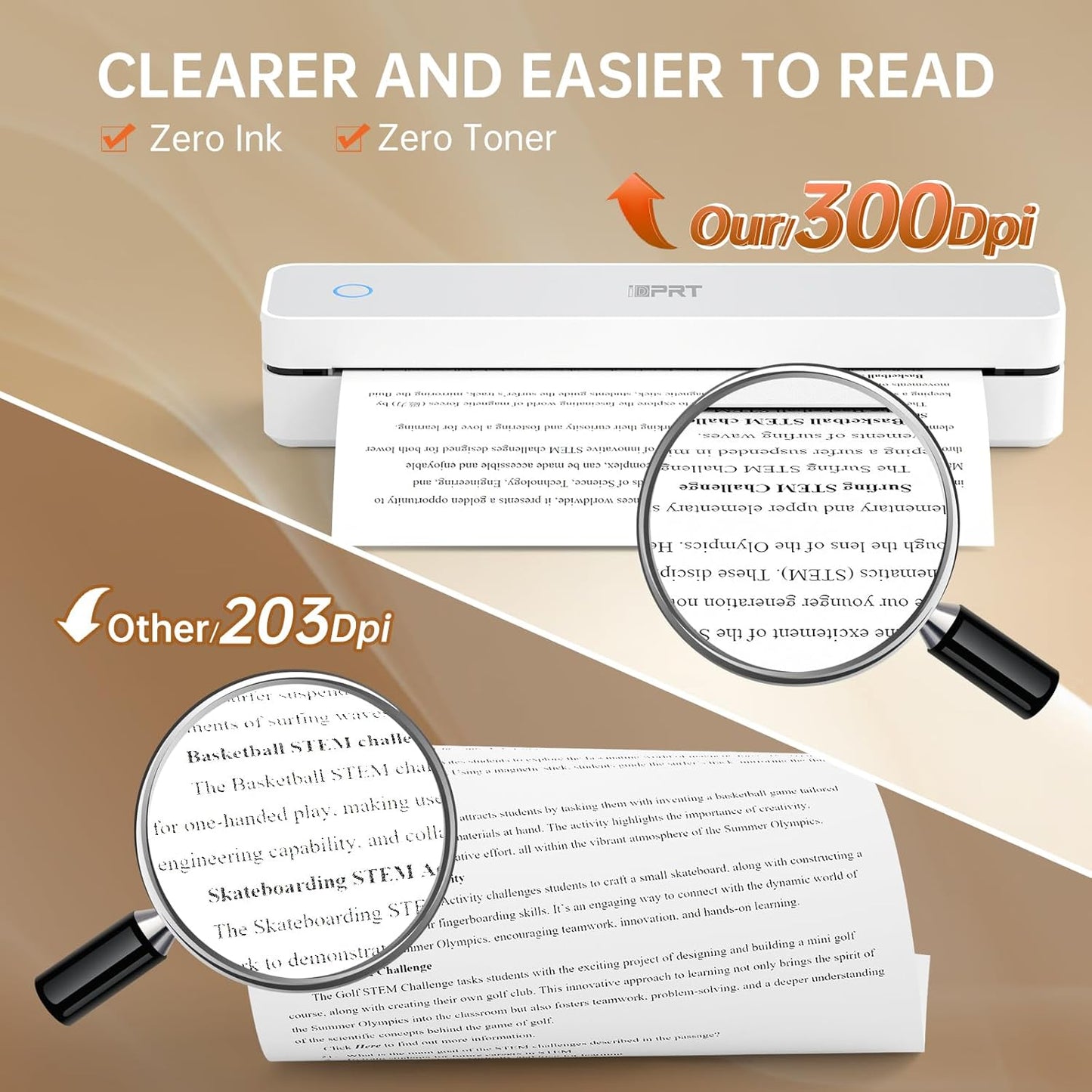 iDPRT Inkless Portable Printer for Travel, Mobile-Thermal-Printers, Wireless-Small-Printer for Home Use, Office, Vehicles, Bluetooth Printers Supports 8.5" x 11" US Letter & A4 & A5 Size, White