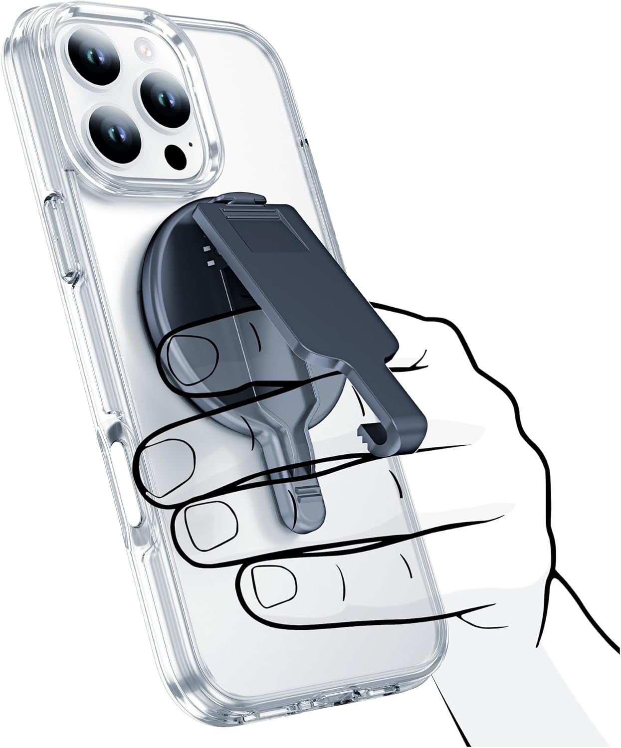 BAISRKE Magnetic Belt Clip Phone Holder, Strong Magnetic Waist Clip Compatible with Phone Cases, Portable & Versatile Accessory for Travel & Outdoor Use (Gunmetal Gray)