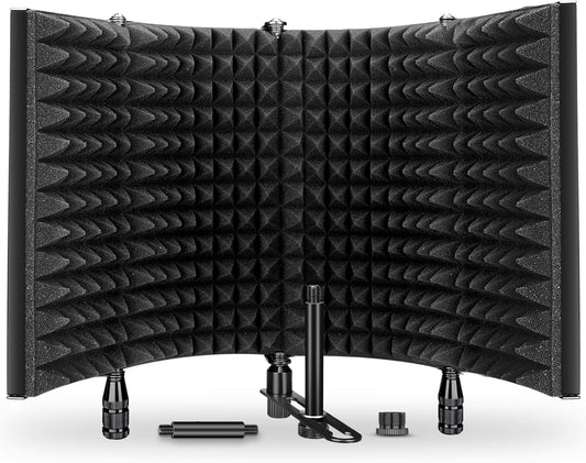 Aokeo Studio Recording Microphone Isolation Shield, Pop Filter.High density absorbent foam is used to filter vocal. Suitable for blue yeti and any condenser microphone recording equipment