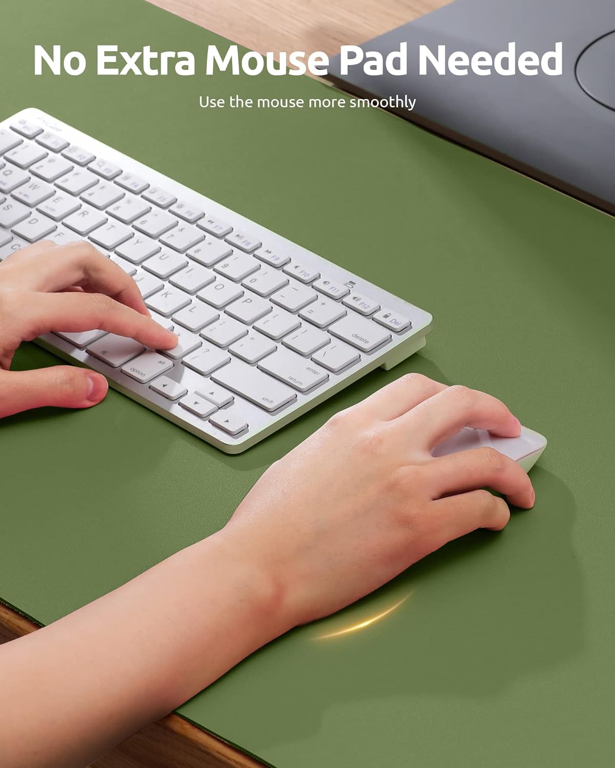 YSAGi Leather Desk Protector, Office Mat, Large Mouse Pad, Non-Slip PU Leather Blotter, Laptop Desk, Waterproof Writing Pad for Office and Home (Green, 31.5" x 15.8")