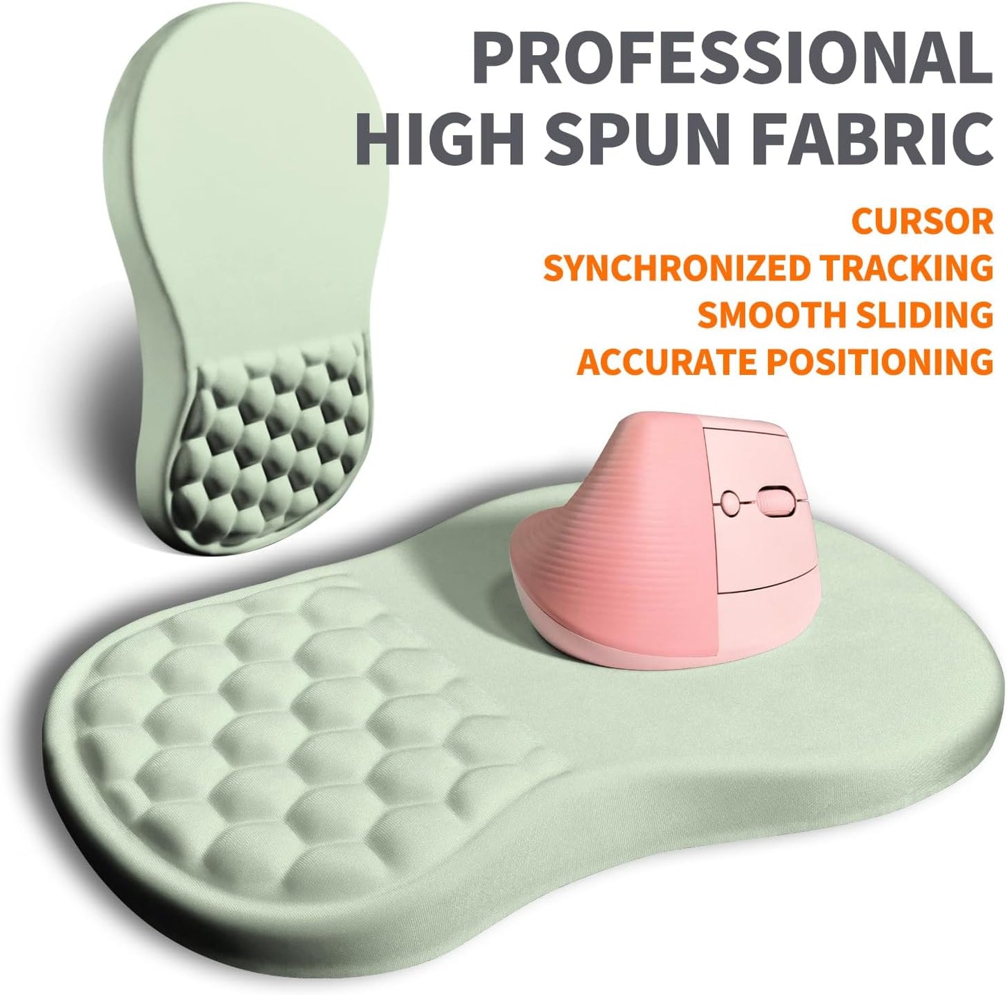 Ergonomic Joint Wrist Support Mouse Pad with Memory Foam Cushion Massage Bump, Carpal Tunnel Pain Relief Mousepad Slope Design for Wrist Rest, 11.8x7.9 in, DarkSeaGreen