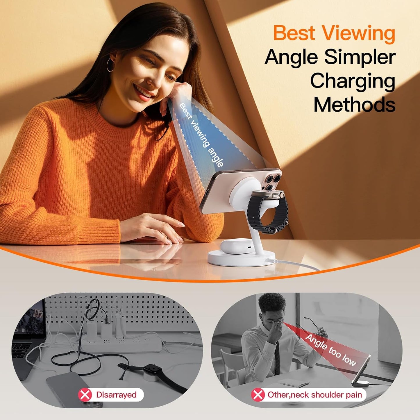 2025 3 in 1 Charging Station for Apple iPhone AirPods Watch with Mag-Safe Charger Wireless Charger Stand for iPhone 16 15 14 13 12 Series AirPods iWatch Series - Gifts for Wife & Husband