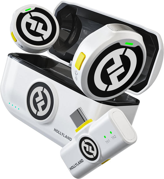 Hollyland Lark M2 Wireless Lavalier Microphone for iPhone15/16& Android, USB C Mini Lapel Microphone Wireless, 1000ft Range, Hi-Fi Audio, Noise Cancellation, 30H Battery for Video Recording, Streaming