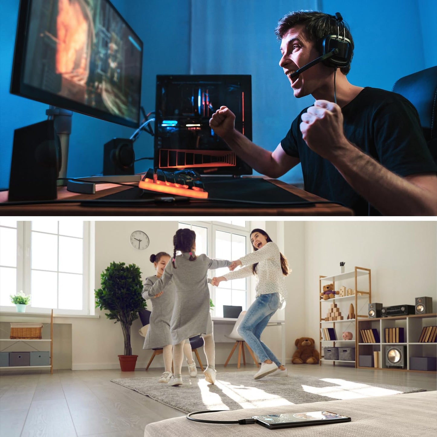 KabelDirekt – Headset Extension Cable – 3ft – Headphone Extension Cord with Break-Proof Metal Plug for Gaming Headsets & Headphones with Microphone, TRRS, 4-Pole, 3.5mm Male to Female