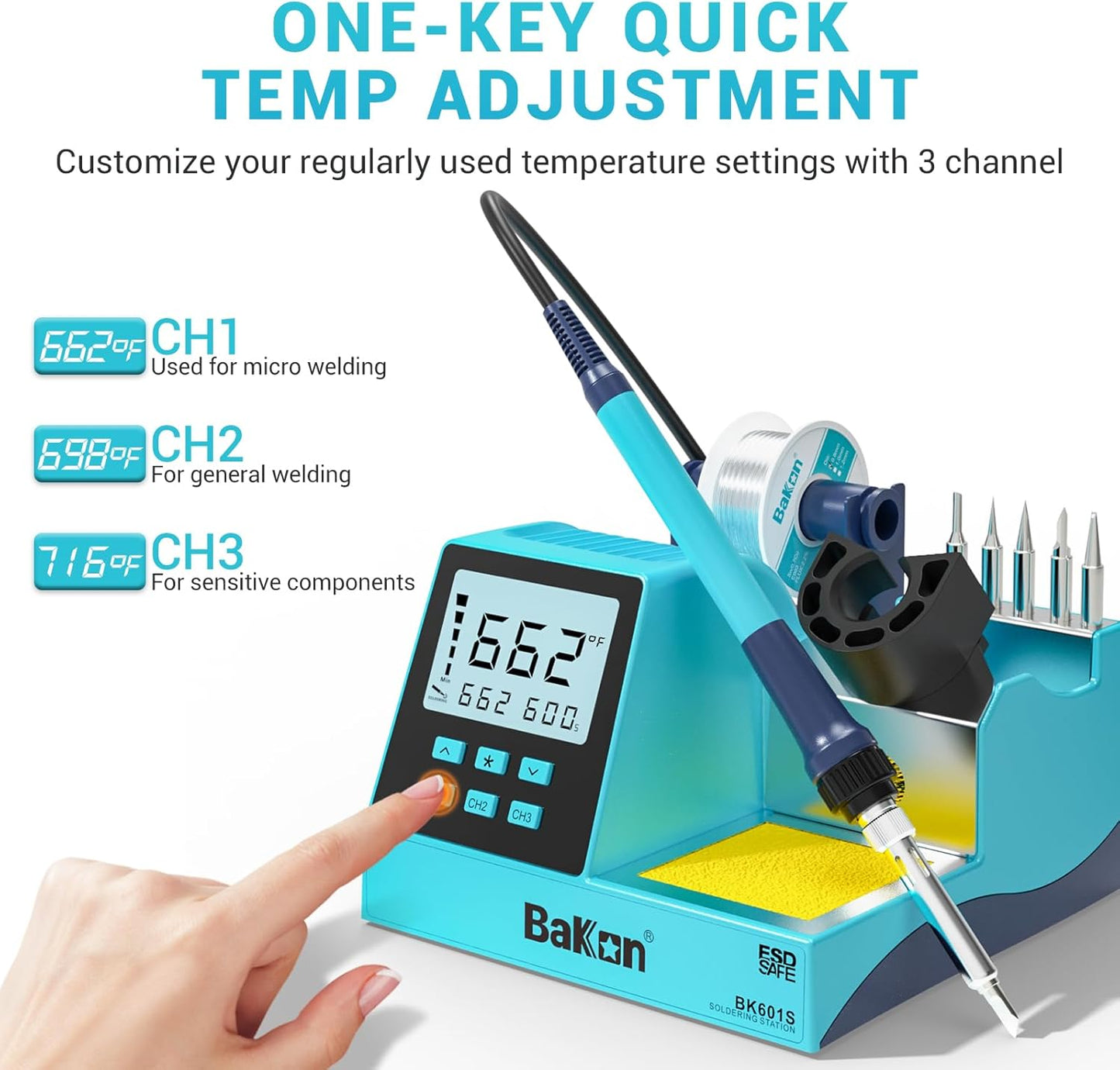 90w Soldering Station, Electronic Digital Display Soldering Iron Station Kit with 3 Presets Modes, 356℉～896℉,°C/°F Conversion,Sleep Mode, 5 Extra Solder Iron Tips,Solder Sucker,Soldering Wire,Tweezers