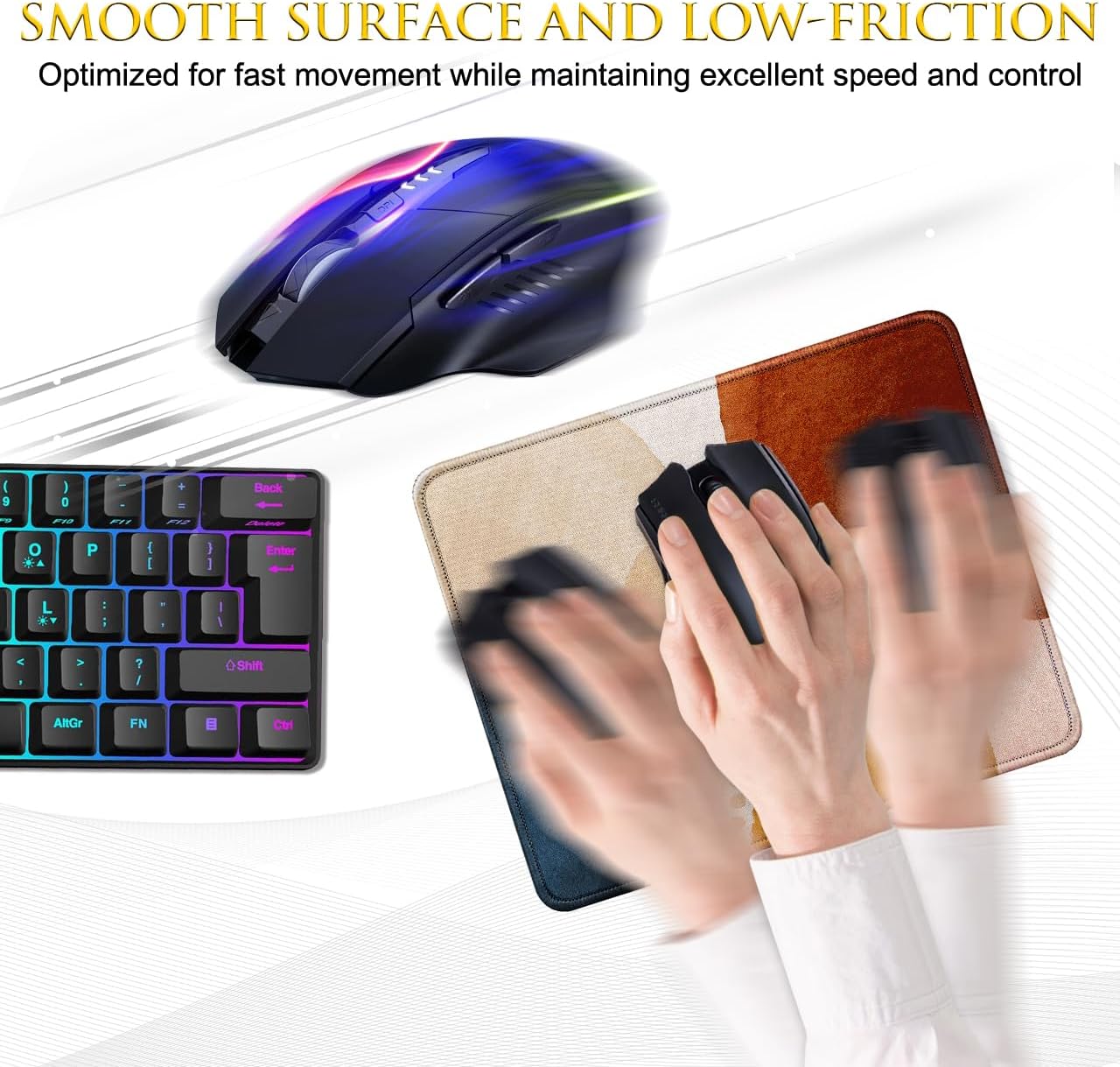 JIKIOU 3 Pack Mouse Pad with Stitched Edge, Comfortable Mouse Pads with Non-Slip Rubber Base, Washable Mousepads Bulk with Lycra Cloth, Mouse Pads for Computers Laptop Mouse 10.2x8.3x0.12in Boho