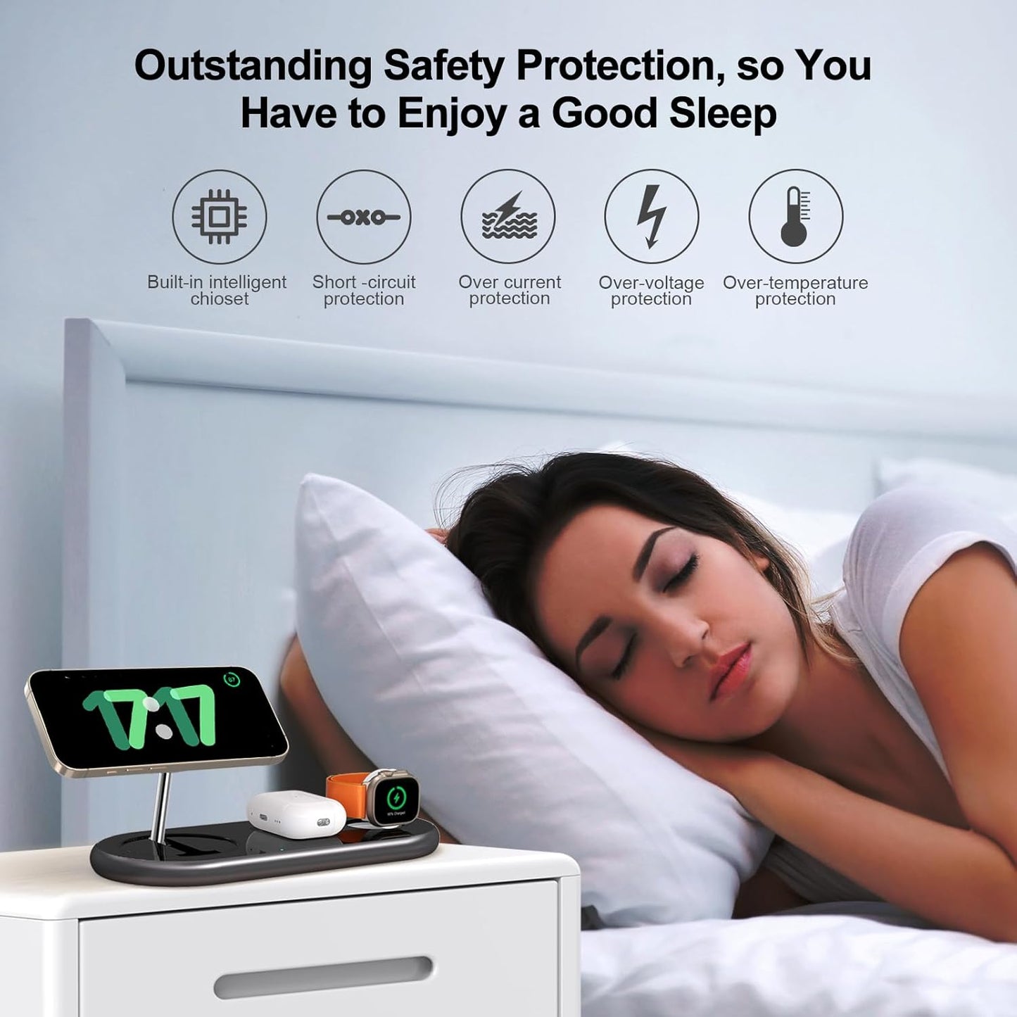 2025 Upgraded 3 in 1 Charging Station for Apple Devices, Fast Magnetic Mag-Safe Wireless Charger Stand for iPhone 16/15/14/13/12 Series & Apple Watch 1-10/Ultra & AirPods Pro (Black)