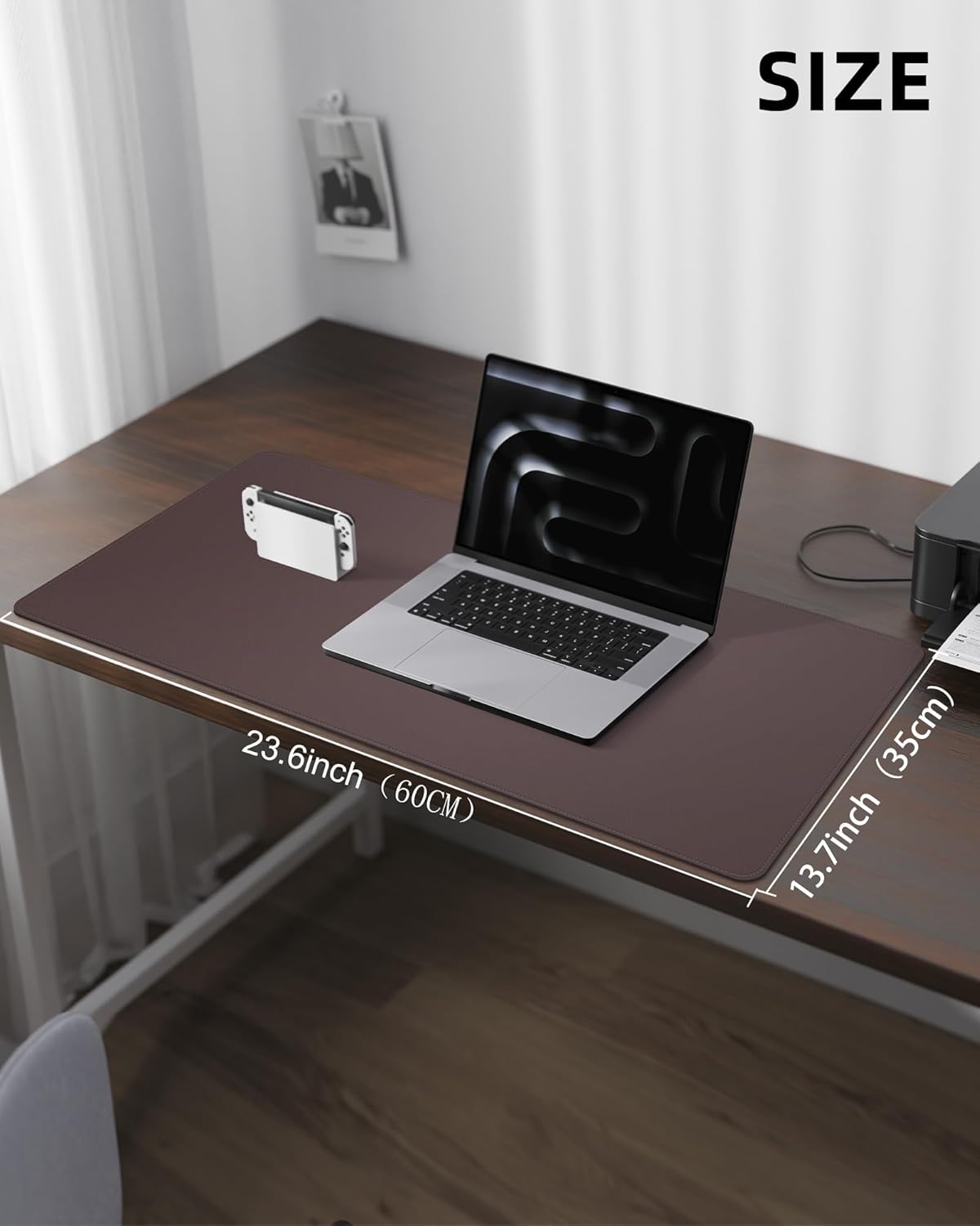 Non-Slip Desk Pad,Mouse Pad,Waterproof PVC Leather Desk Table Protector,Non-Slip PU Leather Desk Blotter, Easy Clean Laptop Desk Writing Mat for Office Work/Home/Decor(Coffee, 24" x 13.7")