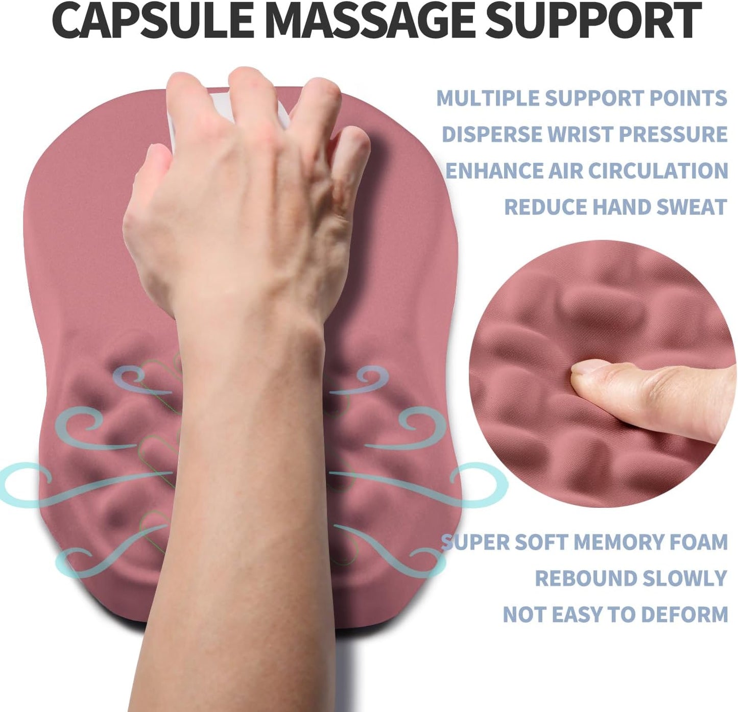 Ergonomic Raised Mouse Pad Wrist Support with Bilateral Slope Memory Foam Mousepad for Wrist Rest and Carpal Tunnel Pain Relief 11.8x7.9〃 Salmon Pink