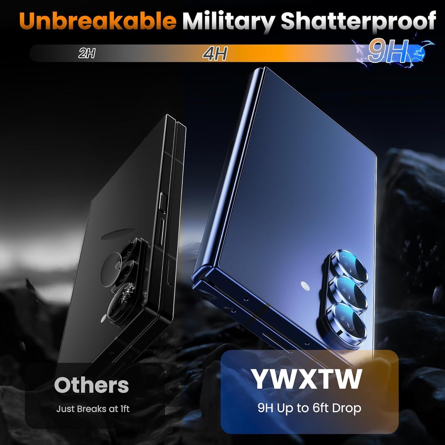 YWXTW for Samsung Galaxy Z Fold 7 Camera Lens Protector, [12X Stronger Adhesion] Individual Anti Scratch Metal Ring Tempered Glass Camera Screen Protector for Z Fold 7 Accessories 2025 (Dark Black)