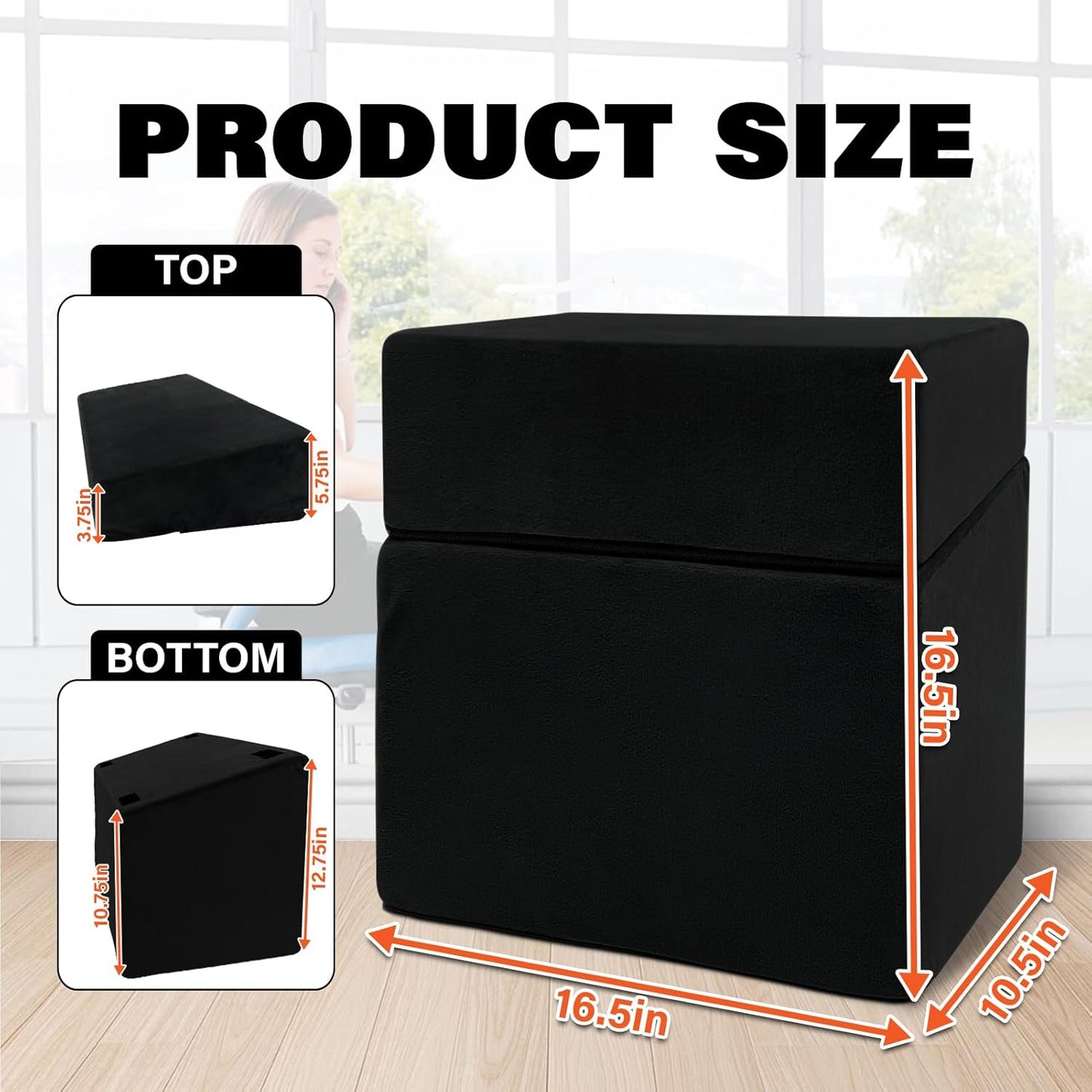 Adjustable Foot Rest Under Desk with 3 Adjustable Heights High-Density Foam Ergonomic Footrest for Office, Home, Travel Airplane, Removable Washable Cover for Back Pain Relief Posture Support (Black)