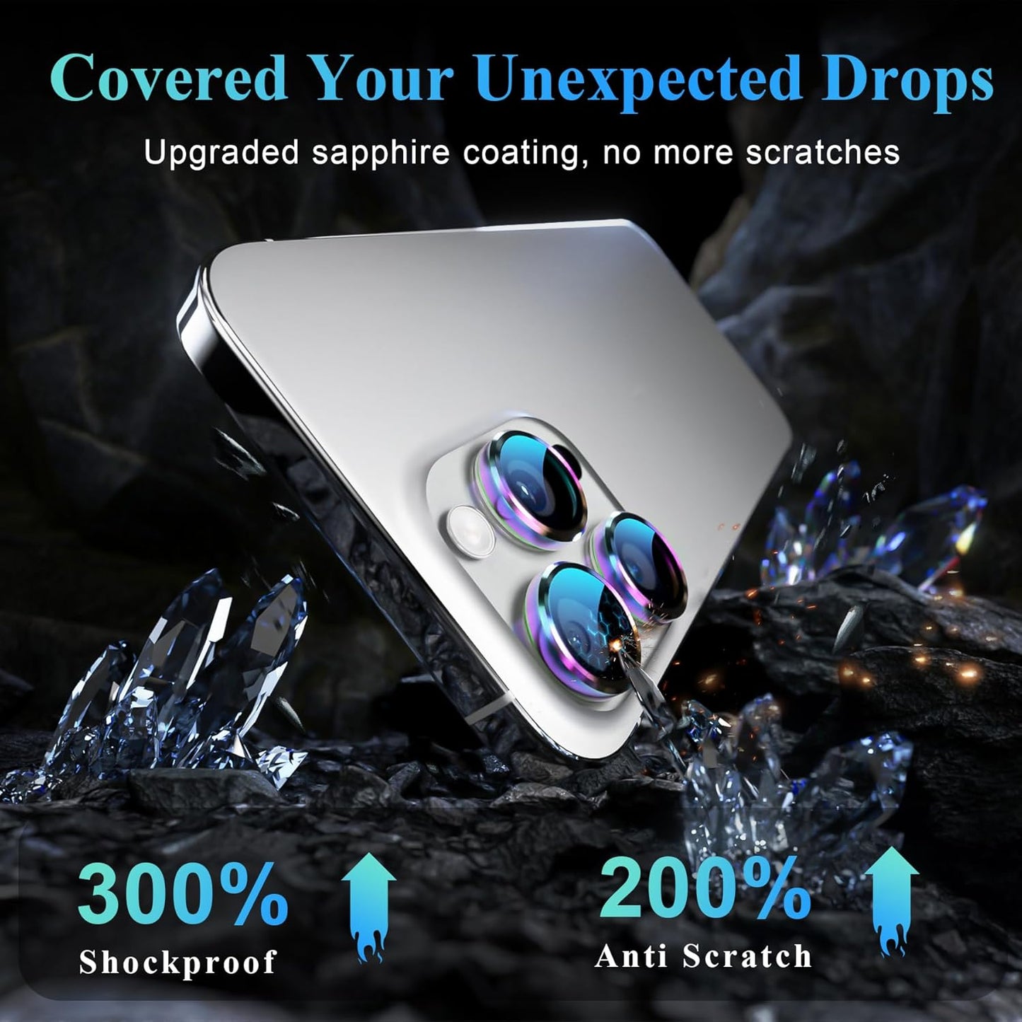 YWXTW Camera Lens Protector for iPhone 16 Pro/iPhone 16 Pro Max, [1 Step Installation Tray] Tempered Glass Screen Protector Metal Individual Camera Cover Accessories Case Friendly (Multi-Coloured)