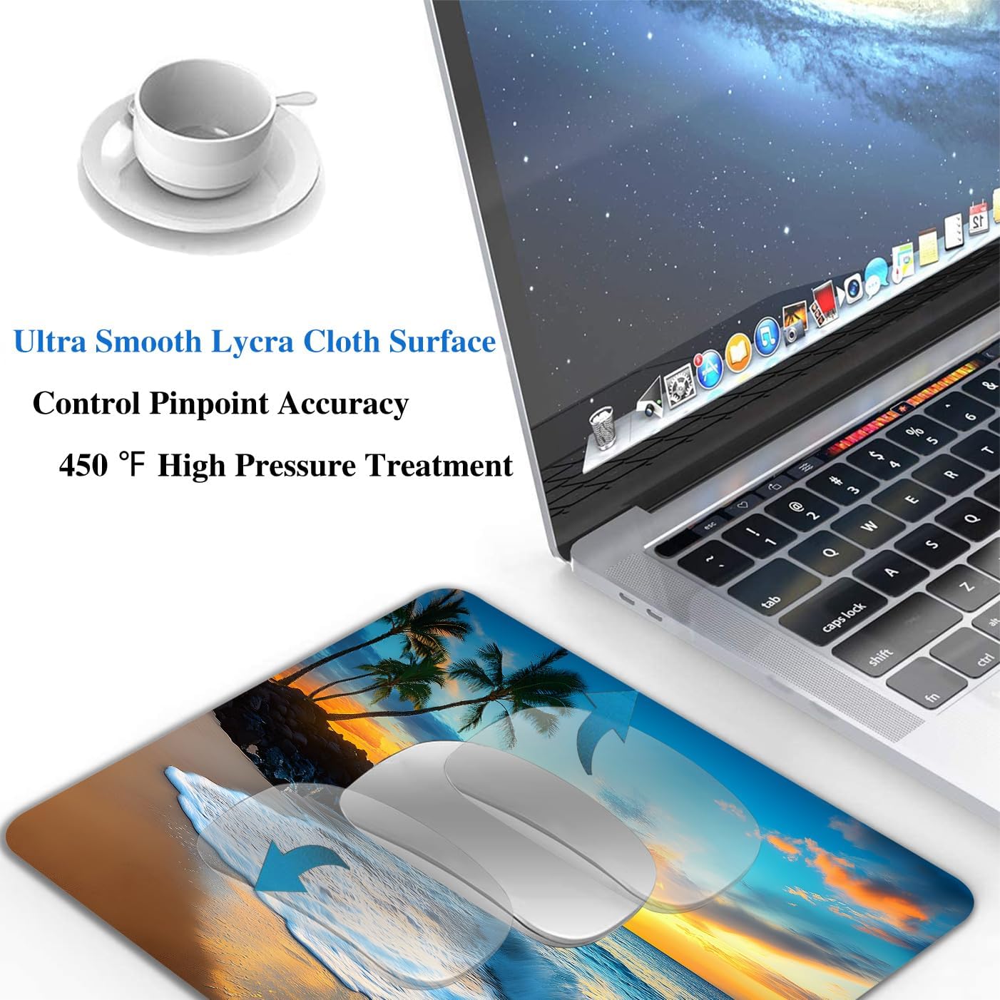 Sunset Beach Mouse Pads for Desk, Portable Wireless Computer Mouse pad Small Design with Women, Non-Slip Rubber Base Laptop Mousepad 9.5" x 7.9" Smooth Surface for Office & Travel