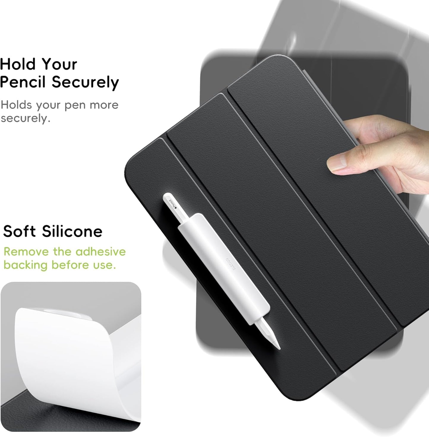 ELETIUO 3 Pack Silicone Pencil Holder Sleeve,Compatible with Apple Pencil (USB-C),Apple Pencil 1st/ 2nd Generation,Strong Adhesive Sticky Attached to iPad Case for Stylus Pens,White,Pink,Purple