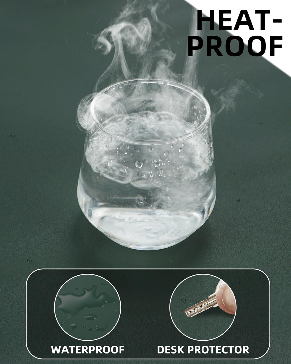 Leather Desk Pad Protector,Desk Mat,Large Mouse Pad, Non-Slip Desk Pad, Waterproof PU Leather Desk Blotter Mat, Desk Cover for Office and Home (Green, 36" x 17")