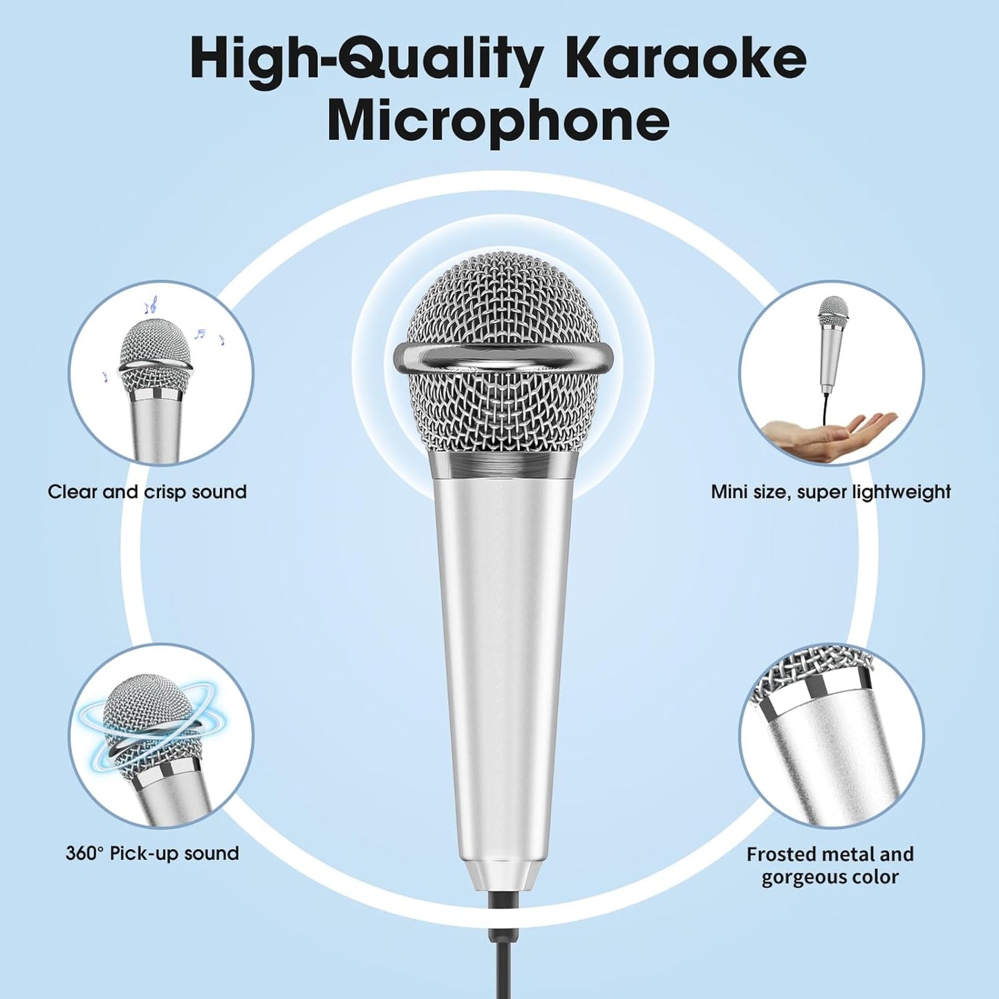 Mini Microphone for iPhone iPad Small ASMR Tiny Microphone for Voice Video Recording Singing, Vlogging, Podcasting YouTube (1 PCS Silver)