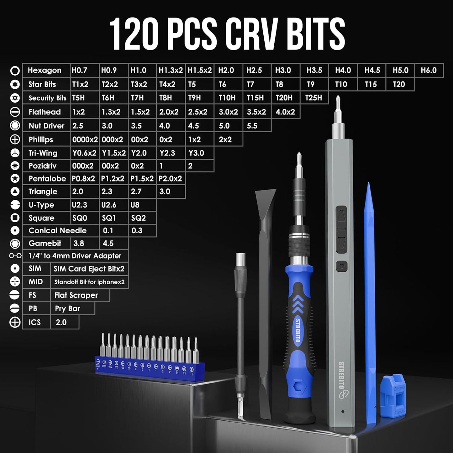 STREBITO Electric Screwdriver, 144-in-1 Precision Screwdriver Set, 120 Magnetic Bits, Organized Storage and Portability, Small Tool Kit for Electronics, PC, Computer and Laptop, Gifts for Men