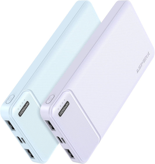 AsperX 2-Pack 10000mAh USB C Output Portable Charger Power Bank Fast Charging, Portable Phone Charger External Battery Pack for iPhone, Android, Google LG and Heated Vest