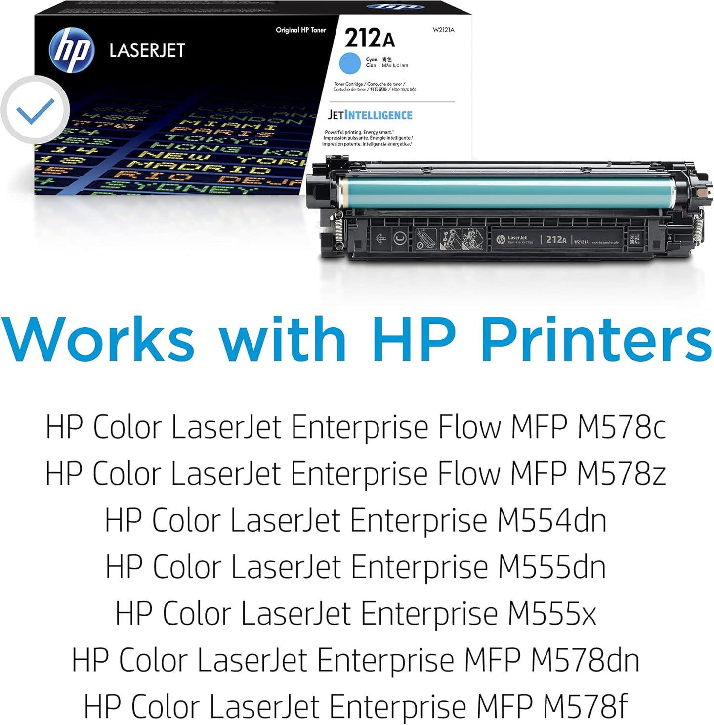 HP 212A Cyan Toner Cartridge | Works with HP Color LaserJet Enterprise M554, M555 Series, HP Color LaserJet Enterprise MFP M578 Series | W2121A