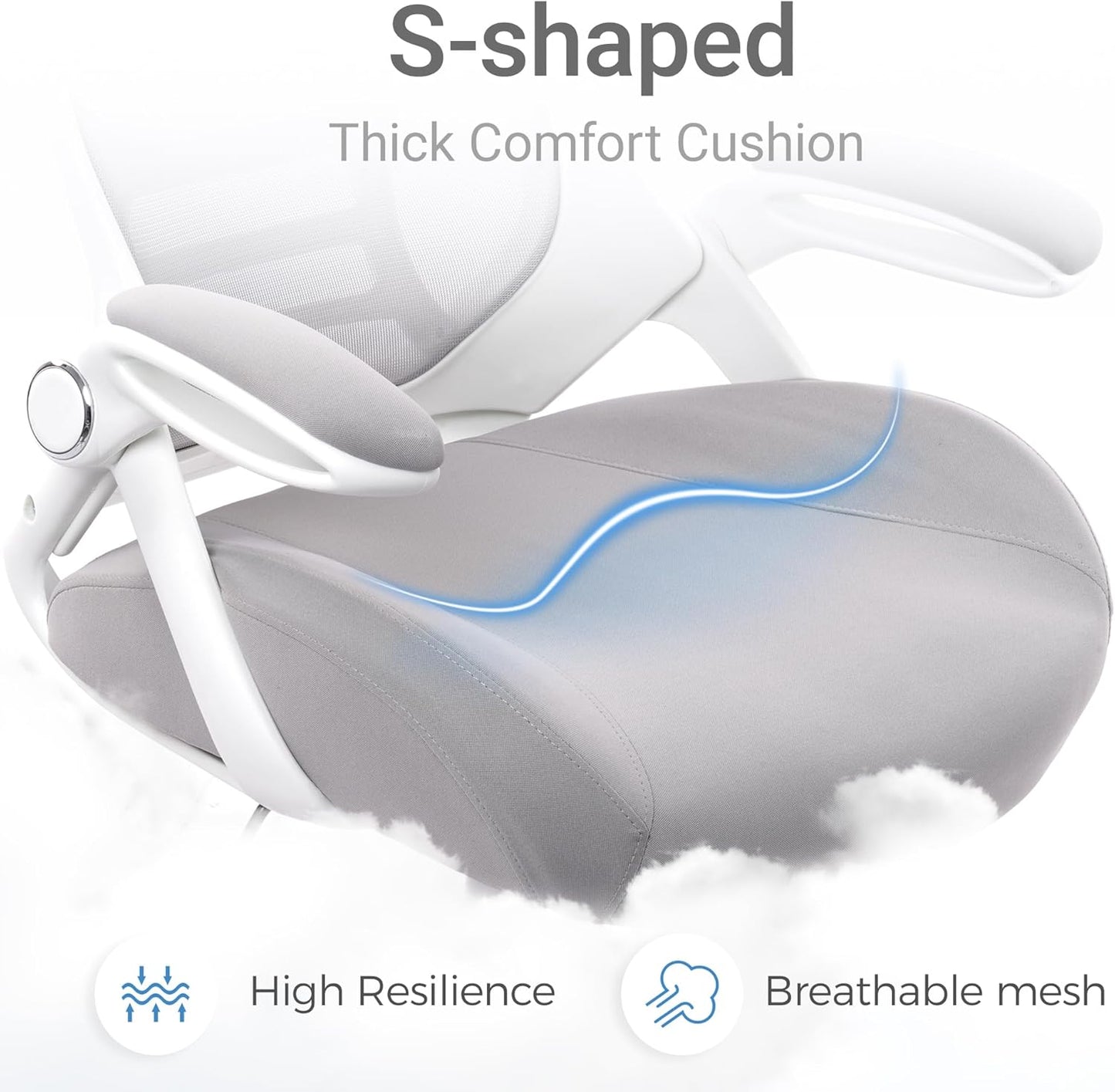 HYLONE 400lbs Heavy Duty Drafting Chair 5" Thickened Seat Office Chair with Flip-Up Armrests Tall Ergonomic Computer Chair with Lumbar Support and Adjustable Footrest Ring Standing Desk Chair (Grey)