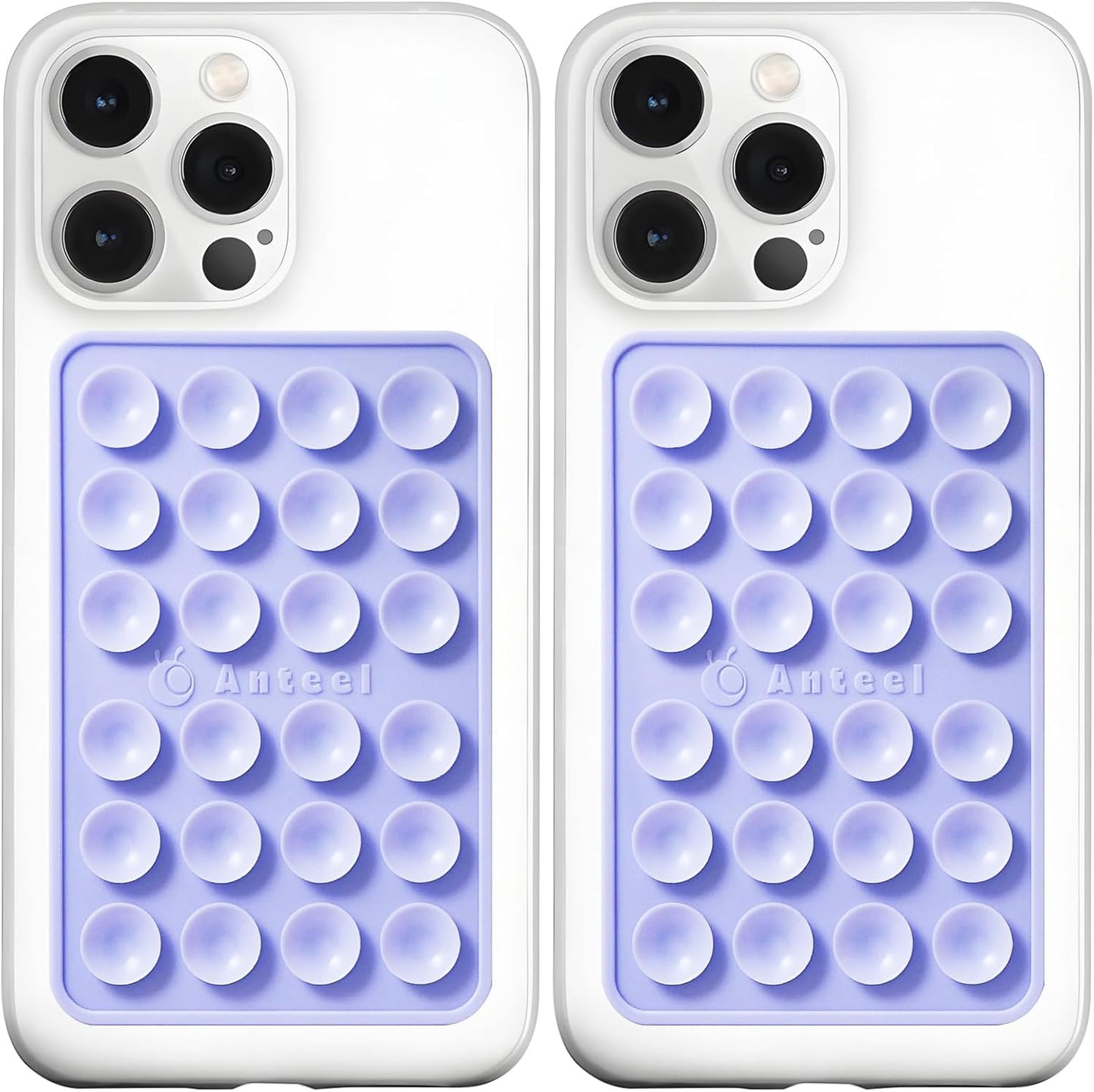 Anteel MAX Silicone Suction Phone Case Adhesive Mount, Upgraded Super Strong Grip, Durable, Easy to Use, Hands-Free Sticky Phone Holder for Selfies, Tiktok Videos, 2.56"x3.94" (LPE&LPE)