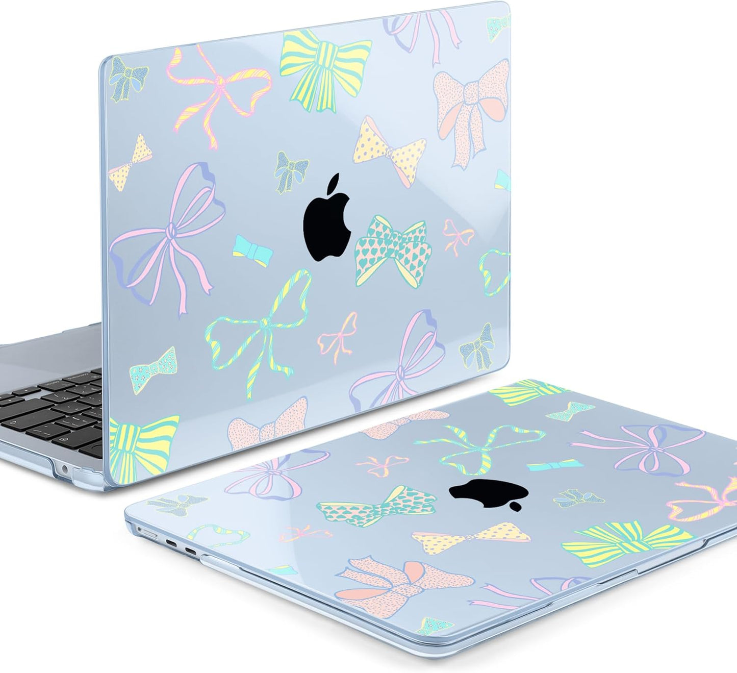 MEEgoodo Case for M4/M3/M2 MacBook Air 13.6 inch Case 2025 2024 2022, Fit Model A3240/A3113/A2681, Laptop Hard Shell with Keyboard Cover Compatible with MacBook Air 13 inch, Hand Drawn Doodles & Bow