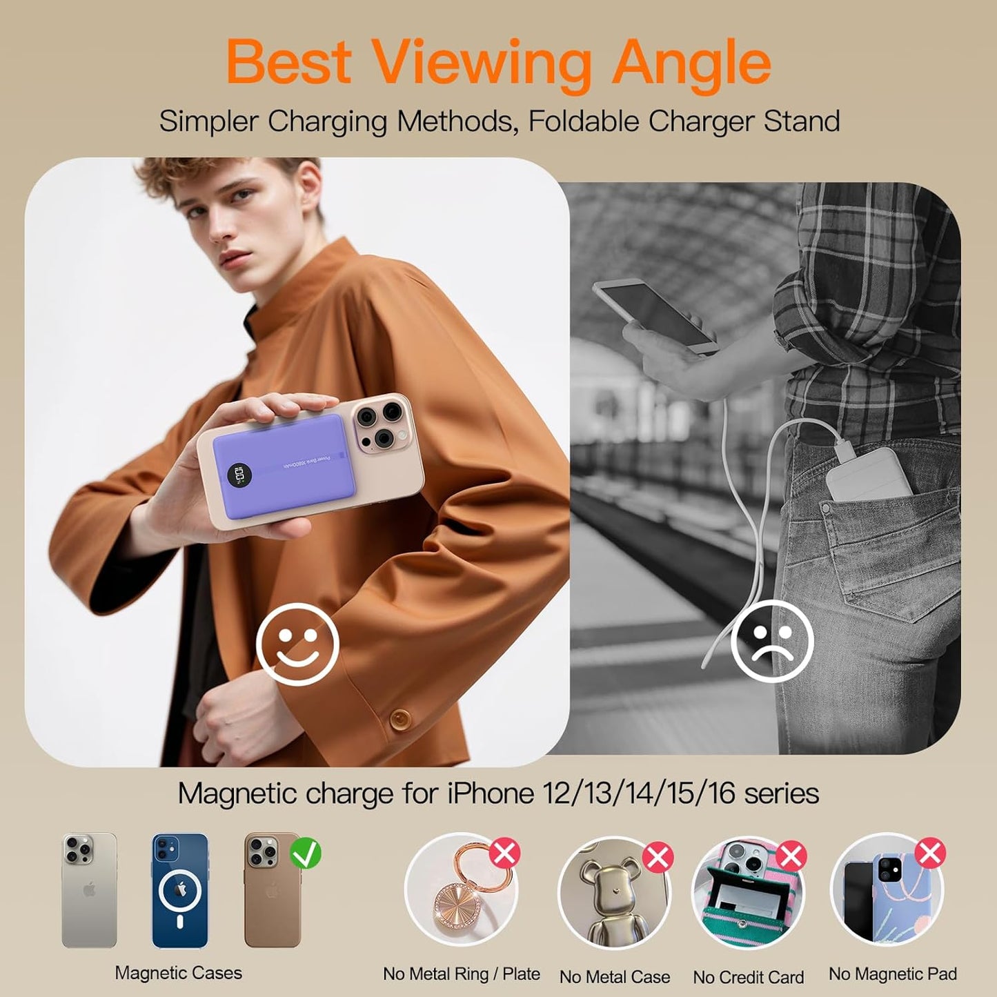 Magnetic Portable Charger, 16800mAh Wireless Power Bank, with 20W USB-C Fast Charging and LED Digital Display Magnetic Battery Pack, Compatible with iPhone 16/15/14/13/12 Full Series (2025)