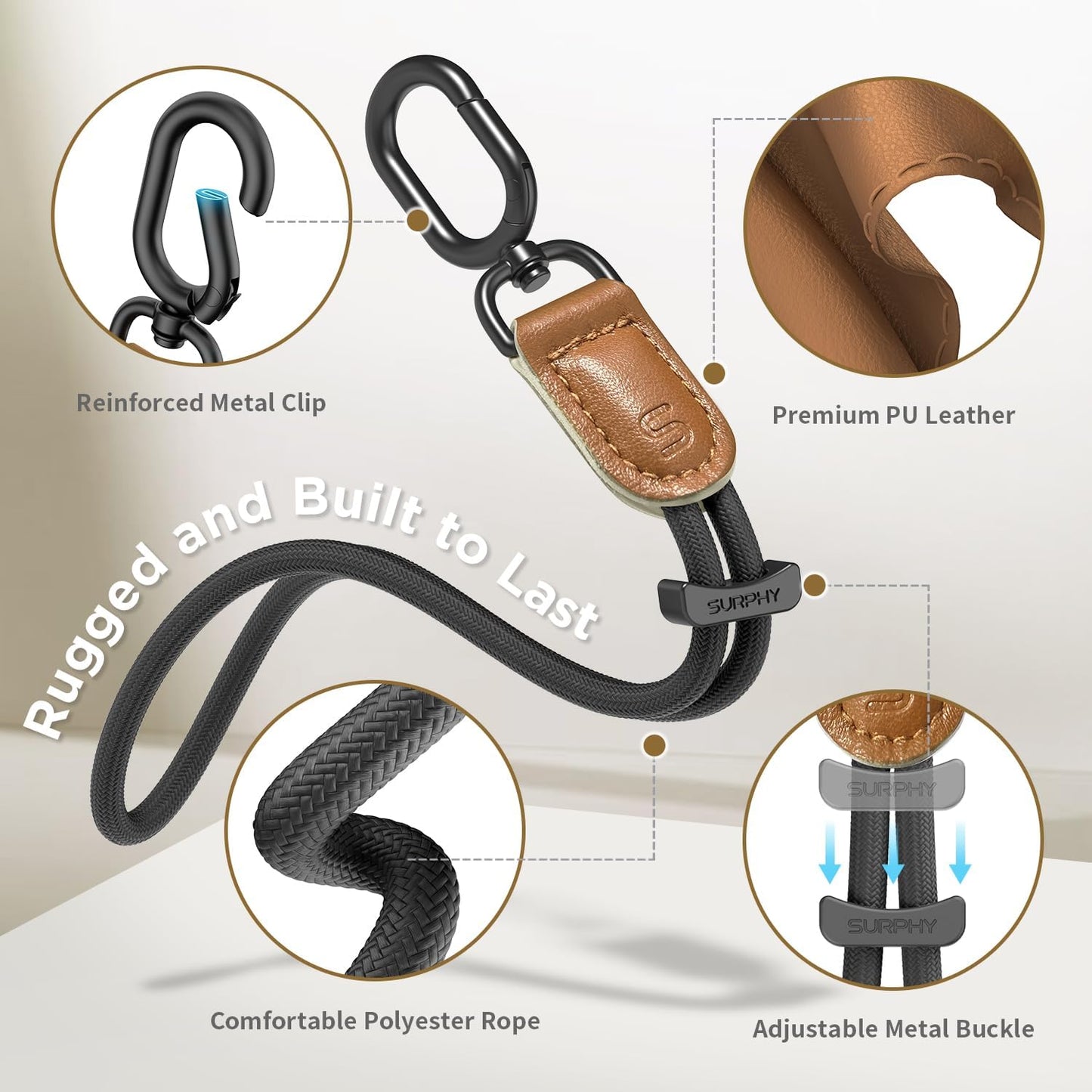 SURPHY Phone Wrist Strap, Keychain Wristlet, Phone Strap Charm with Tether Tab, Cellphone Lanyard Wrist, Key Chain for Women