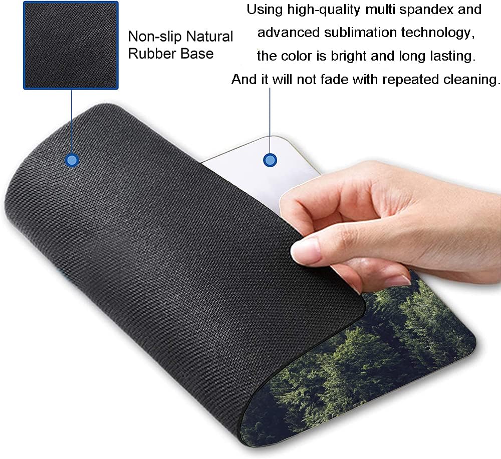 Misty Forest Mouse Pad, Natural Landscape Mouse Pad Custom Design, Square Waterproof Mouse Pad Non-Slip Rubber Base MousePads for Office Laptop, 9.5x7.9x0.12 in Inch