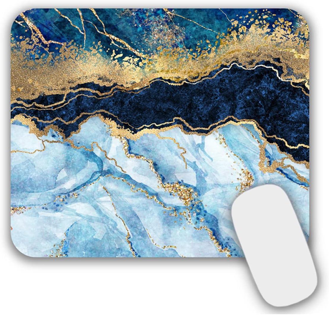 Mouse Pad, Gaming Mouse Pad, Non-Slip Rubber Base Mouse Mat with Designs for Laptop, Computer & Office, 9.5 x 7.9 x 0.12 inches (Marble 5)