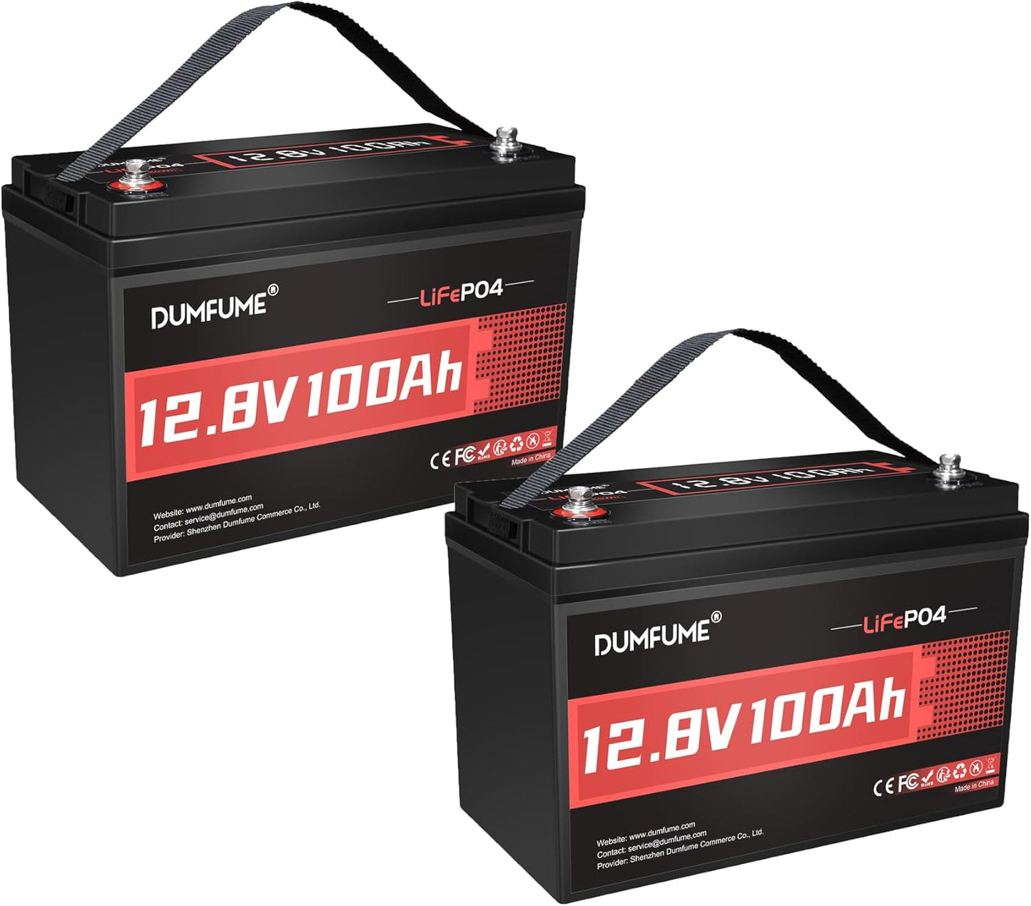 2 Packs 12V 100Ah LiFePO4 Lithium Battery, Built in 100A BMS, 1280W Power Output, Up To 6000+ Cycles, Ideal For RV, Marine, Trolling Motor, Solar Off-Grid Systems