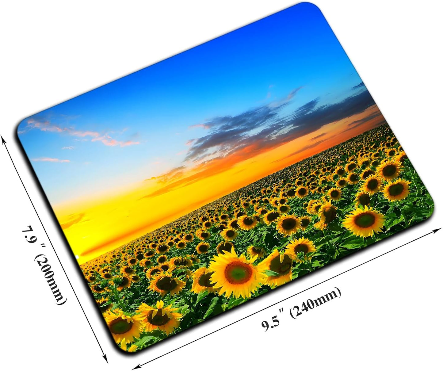 Mouse Pad, Beautiful Sunset Sunflower Mouse Pads for Desk, 9.5" x 7.9" Non-Slip Rubber Base Computer Mousepad with Women, Portable Square Design for Wireless Mouse and Pad Laptop Office & Travel