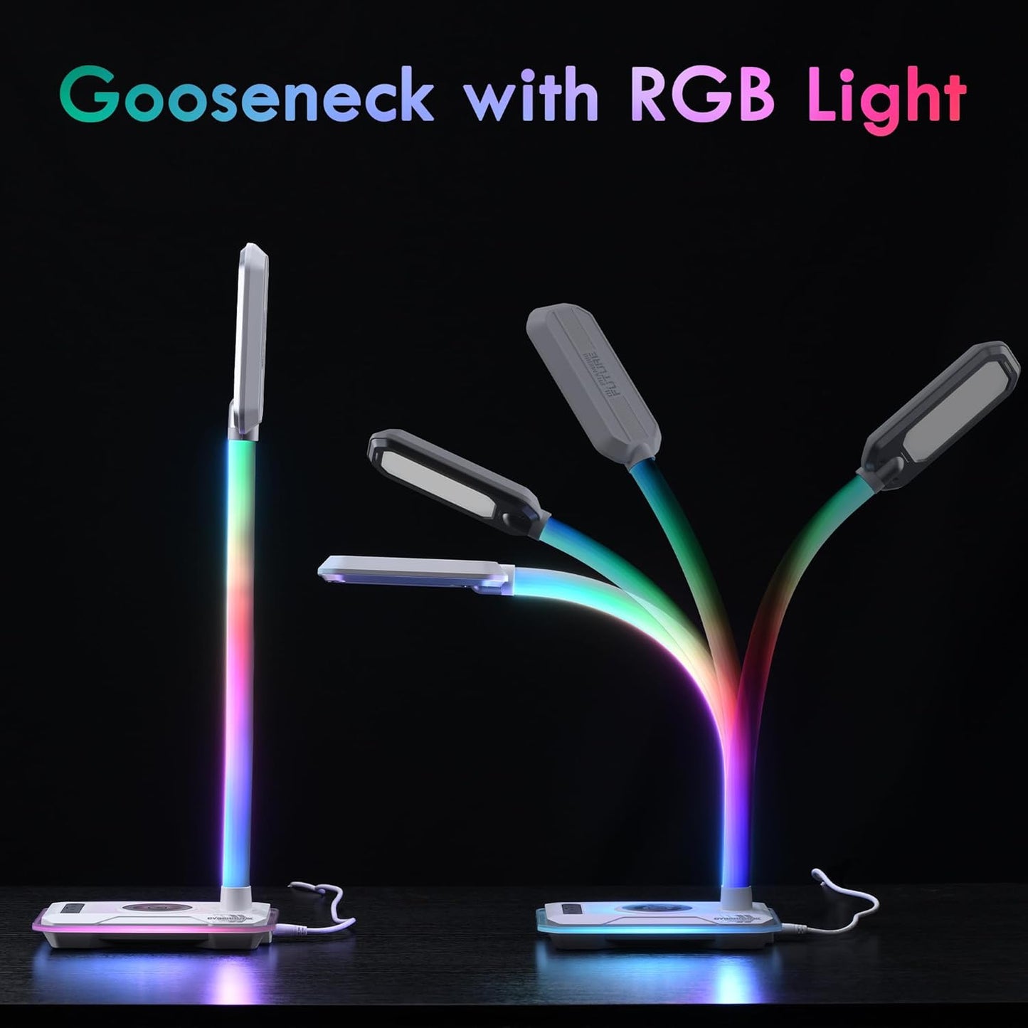 WILIT Desk Lamp with Wireless Charger, Music Sync RGB Color Changing Lights, Gaming Lamp with USB Charging Port, Touch Control Table Lamp, Desktop Light for Home Office Dorm Room, Birthday Gifts