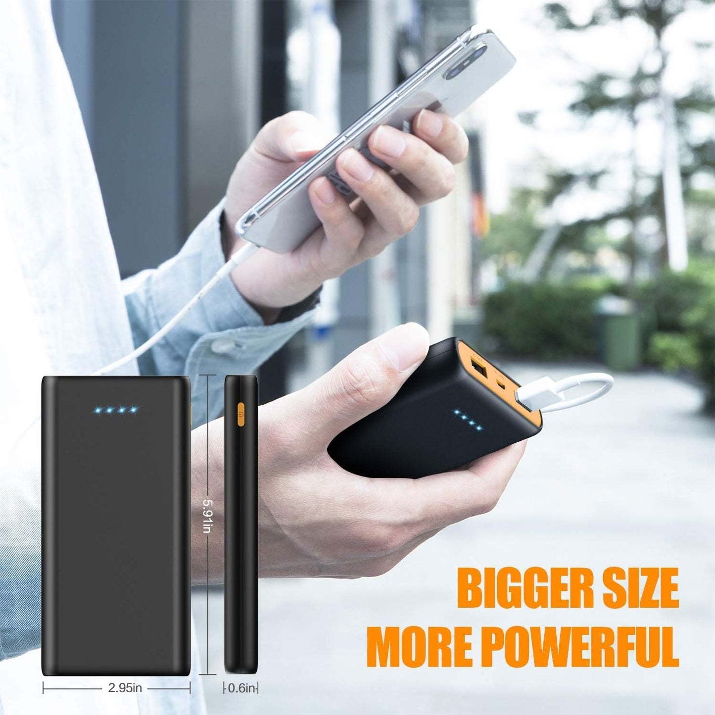 Portable Charger Power Bank 26800mah,Ultra-High Capacity Safer External Cell Phone Battery Pack,2 USB Output High Speed Charging Power bank Compatible with iPhone 15/14/13/12 Samsung Android LG-Orange
