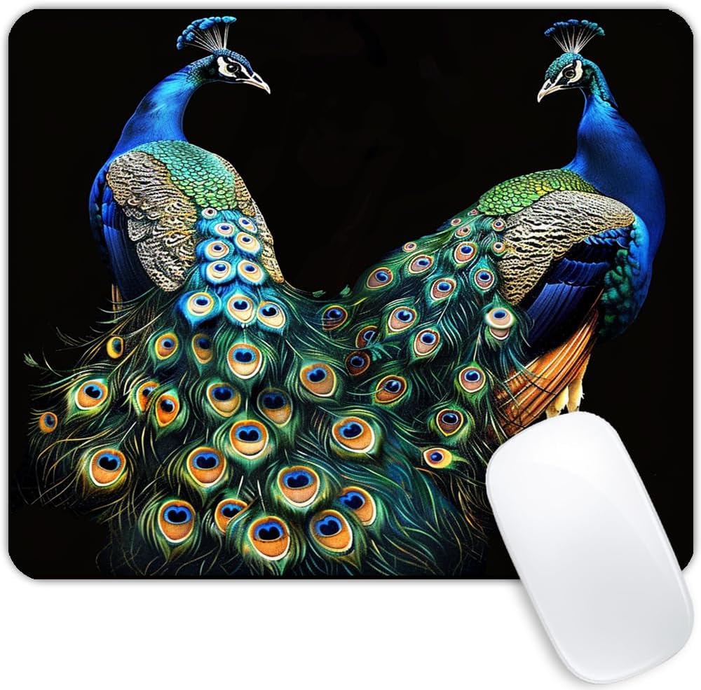 Square Mouse Pad Beautiful Peacock with Colorful Feathers-1,Gaming Mouse Pads for Desk,Soft Computer Waterproof Non-Slip Mouse Mat