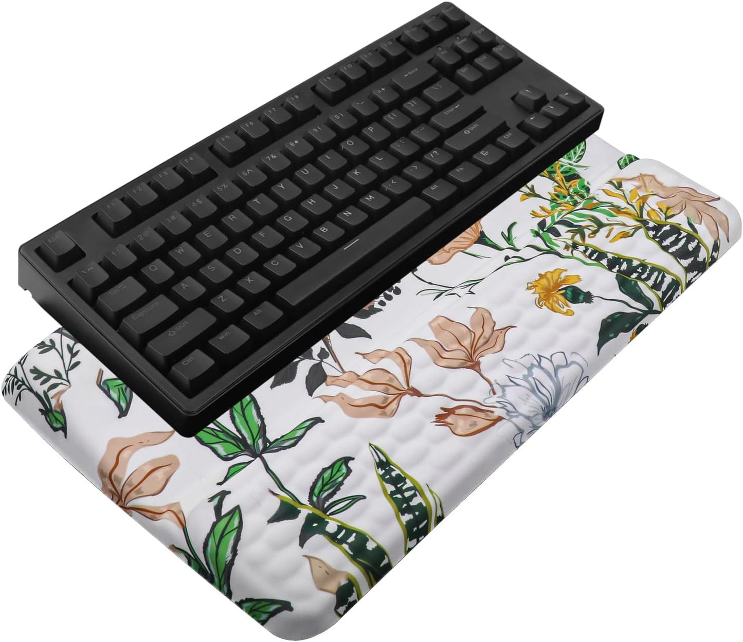 Computer Keyboard Stand with Wrist Rest, Ergonomic Tilted Keyboard Holder - Keyboard Riser with Wrist Pad - Keyboard Tray Support for Office Home - Wild Grass