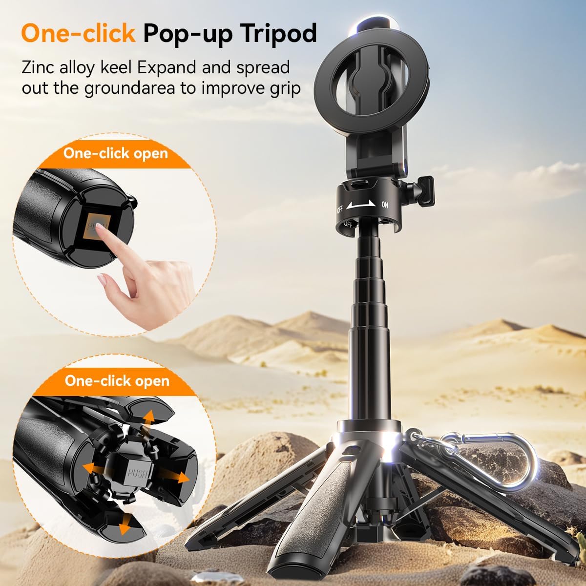 Magnetic Selfie Stick for iPhone,4 in 1 Multifunctional Portable Selfie Sticks Retractable Cell Phone Travel Tripod with Remote Control, Mini Tripod Phone Stand for iPhone 16/15/14/13/12 Series