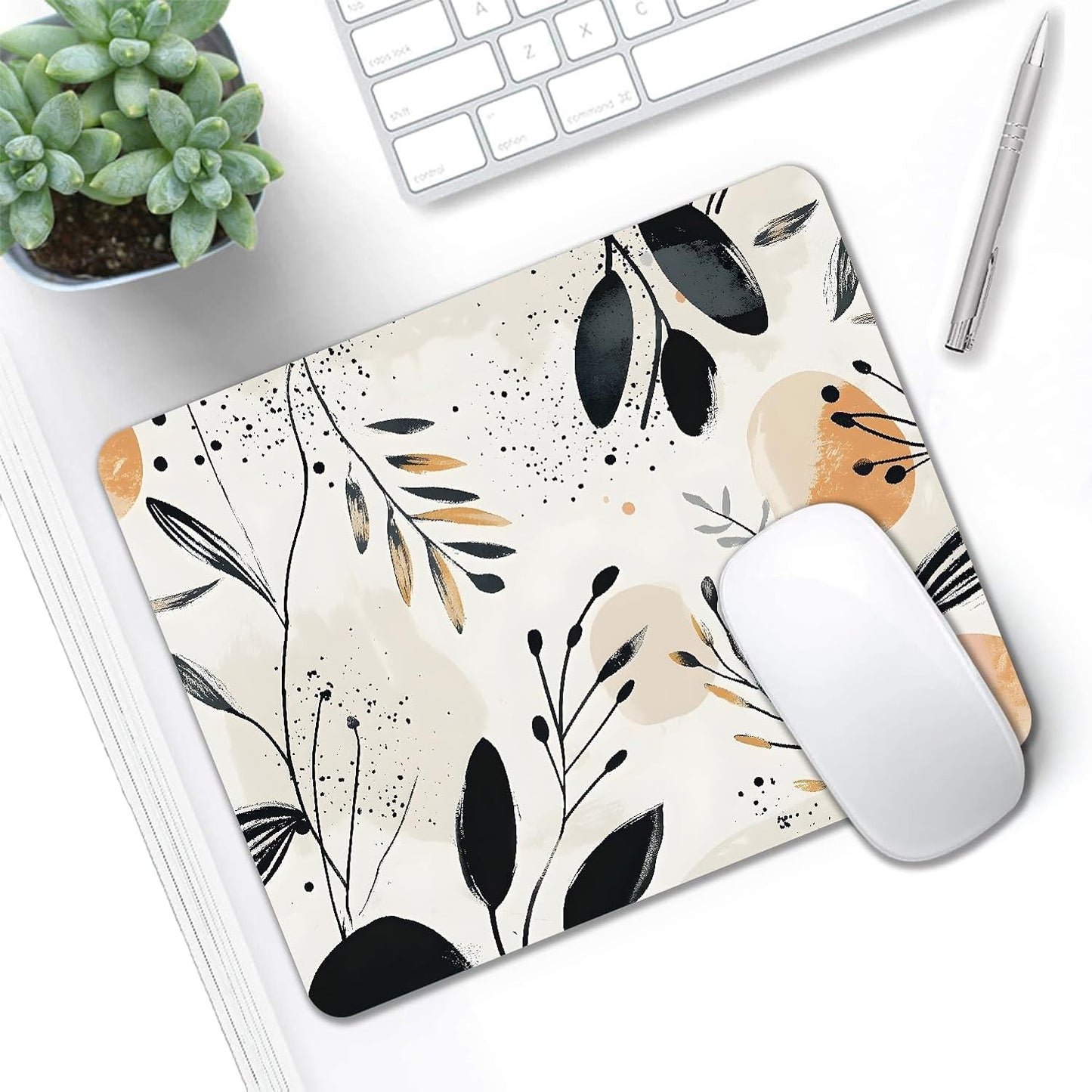 Mouse Pad, Cute Modern Abstract Art Boho Mouse Pads for Desk, 9.5" x 7.9" Non-Slip Rubber Base Computer Mousepad with Women, Portable Square Design for Wireless Mouse and Pad Laptop Office & Travel