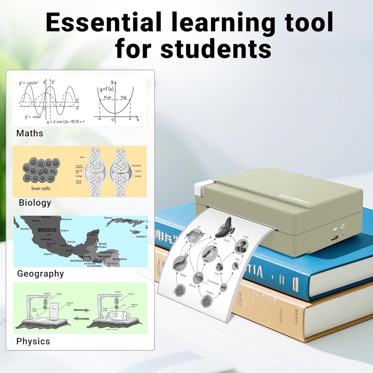 ORGBRO Sticker Printer Machine, X3 Mini Printer Print Pods Portable Thermal Inkless Sticker Maker, 3-Inch 300 DPI Bluetooth Pocket Printers for Smartphones, Notes, Journal, Photos, DIY, Kids Gift