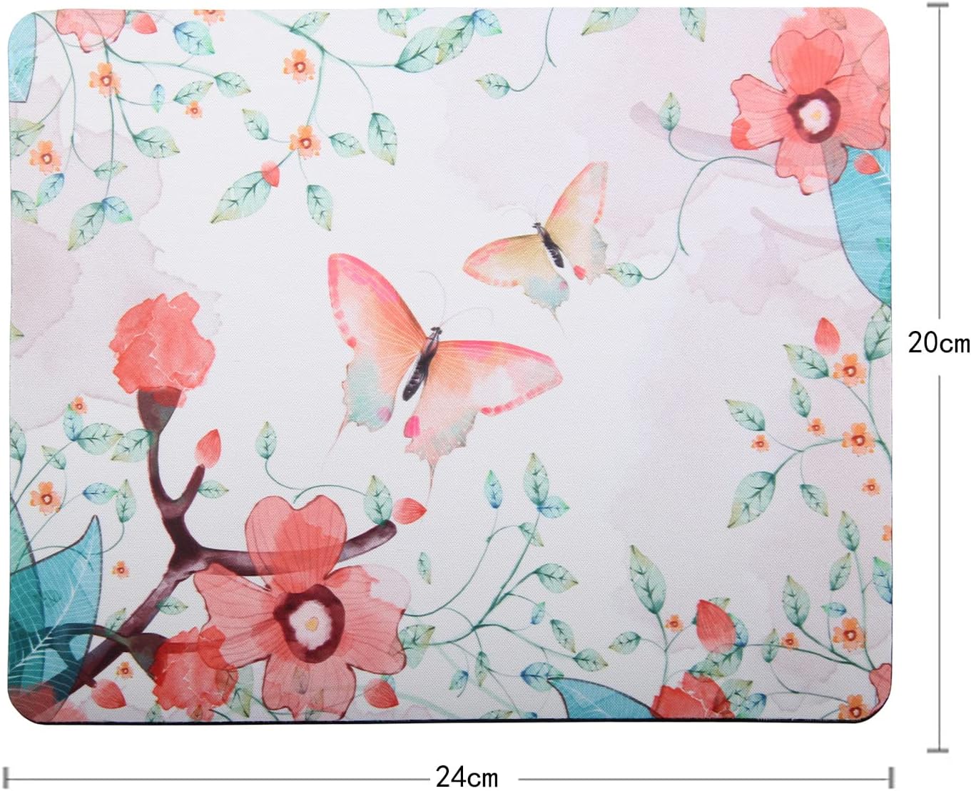 Mouse Pad, Gaming Mouse Pad, Non-Slip Rubber Base Mouse Mat with Designs for Laptop, Computer & Office, 9.5 x 7.9 x 0.12 inches (Butterflies and Flowers)