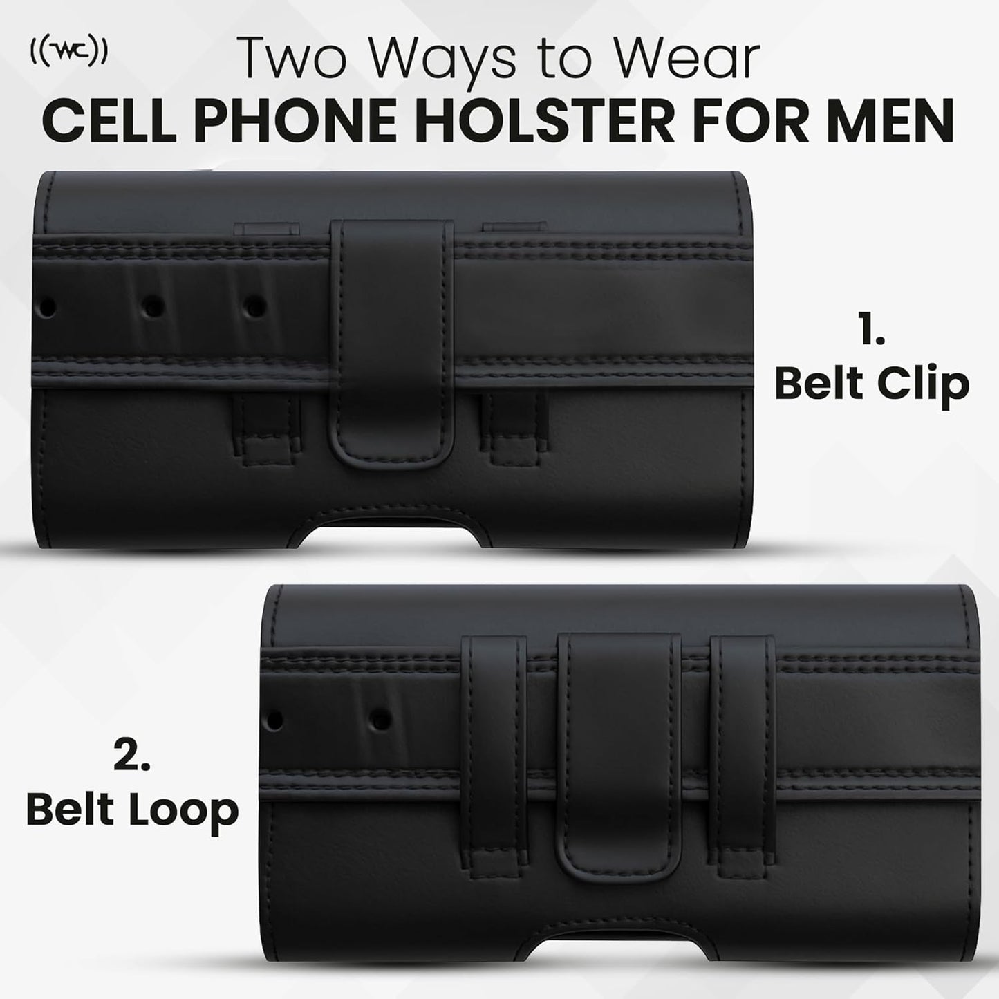 Phone Holster for Men with Credit Card Slot, Cell Phone Case, Fits iPhone 17/16/15/14/13/12 Pro Max – Belt Clip/Loop Carrying Phone Pouch Holder, X Large.