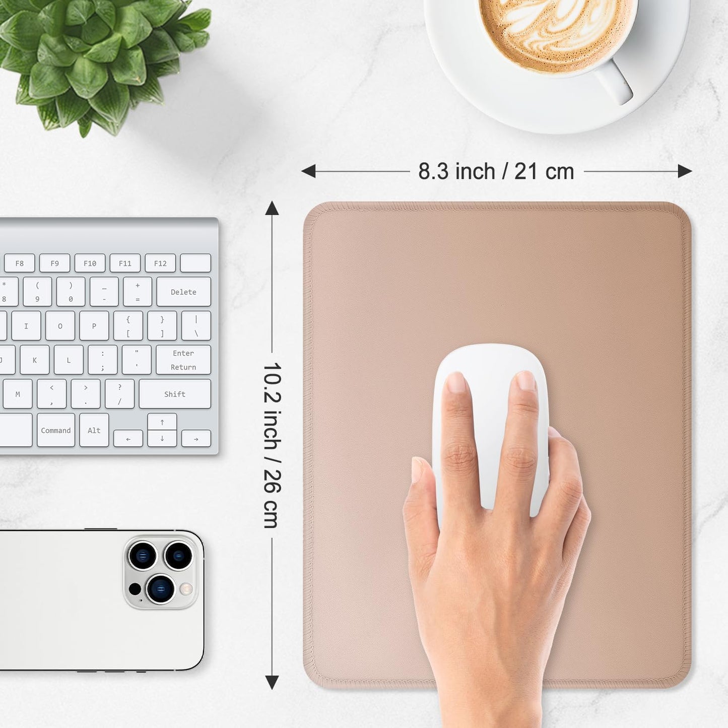 ITNRSIIET Mouse Pad Non-Slip Rubber Base Smooth Surface Stitched Edges Waterproof Durable Compatible with All Mice for Office & Gaming, Desk Accessory, 10.2x8.3x0.12 inch, Camel Gradient