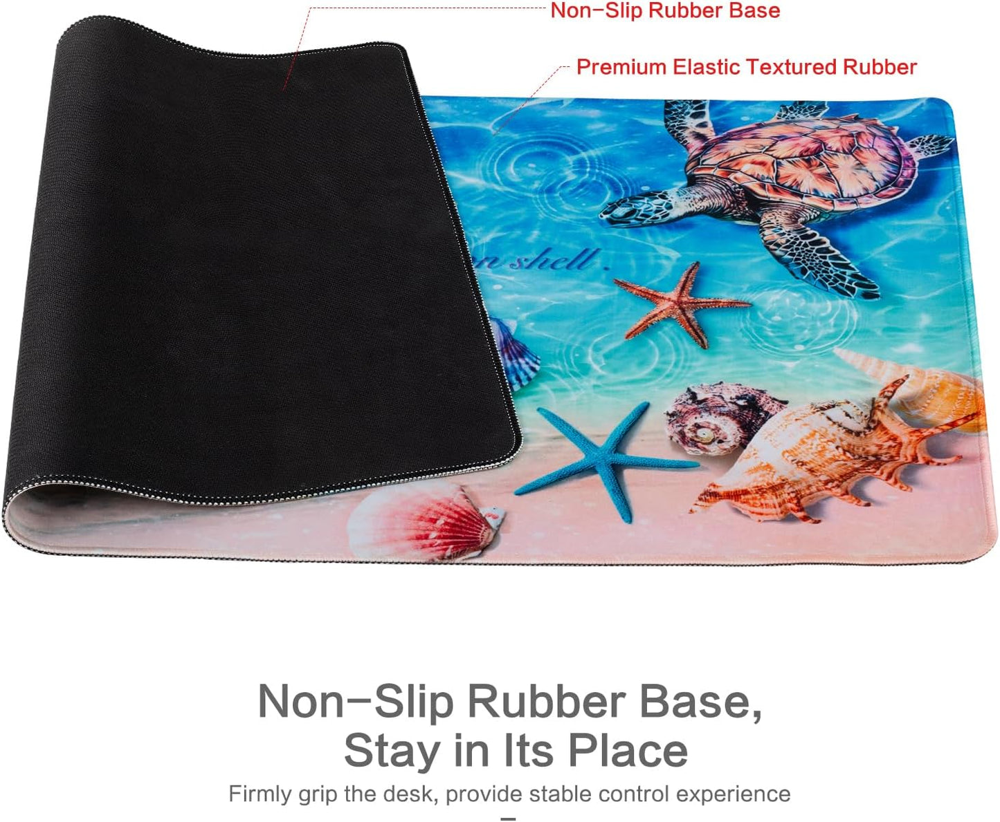 Lokigo Sea Turtle Desk Pad, Waterproof Large Mouse Pad for Desk Keyboard Writing Mat with Non-Slip Rubber Base, Gaming Mousepad for Boys Girls Deskmatt for Gaming Study 31.5"x15.7", Teal