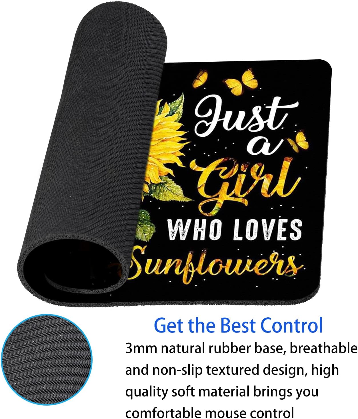 Sunflower Mouse Pad Personalized Design Computer Laptop Mousepad Square Anti-Slip Rubber Office Mouse Pad 9.5x7.9 Inch