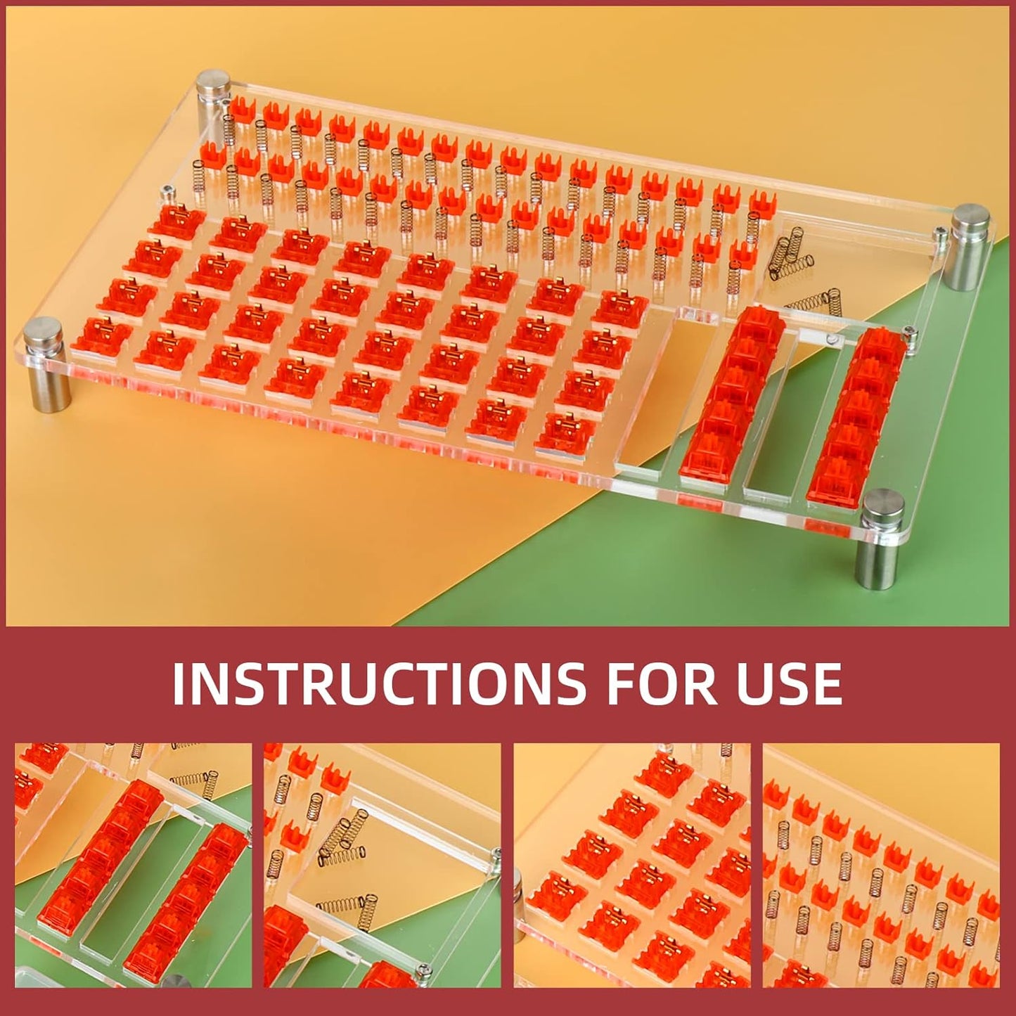 YIMAGUJRX RUNJRX 32 Switch Station, Acrylic Lube Kit for Custom Gaming Keyboard (10Pcs)