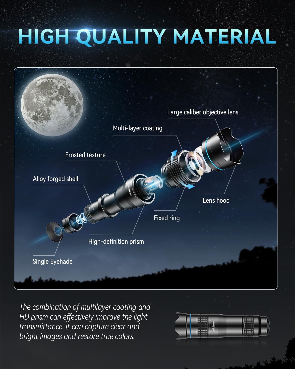 MIAO LAB 28X HD Telephoto Lens for iPhone Pro Max/Samsung/Android | High Power Zoom Camera Lens with Tripod Mount, Universal Smartphone Compatibility