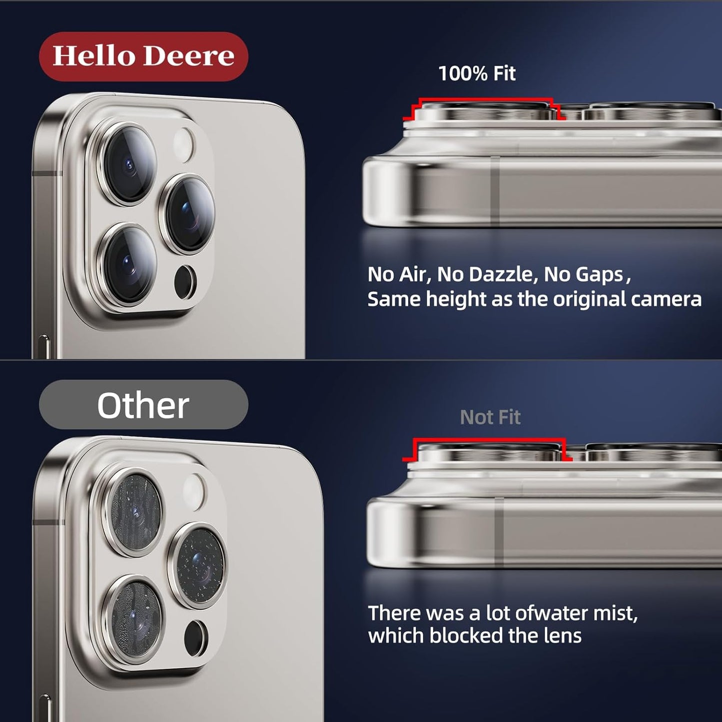 Compatible with iPhone 16 Pro Camera Lens Protector,[Shatterproof] [Strong Adsorption][AR Anti-Reflection] 9H Metal Aluminum Alloy Tempered Glass Camera Cover,Titanium