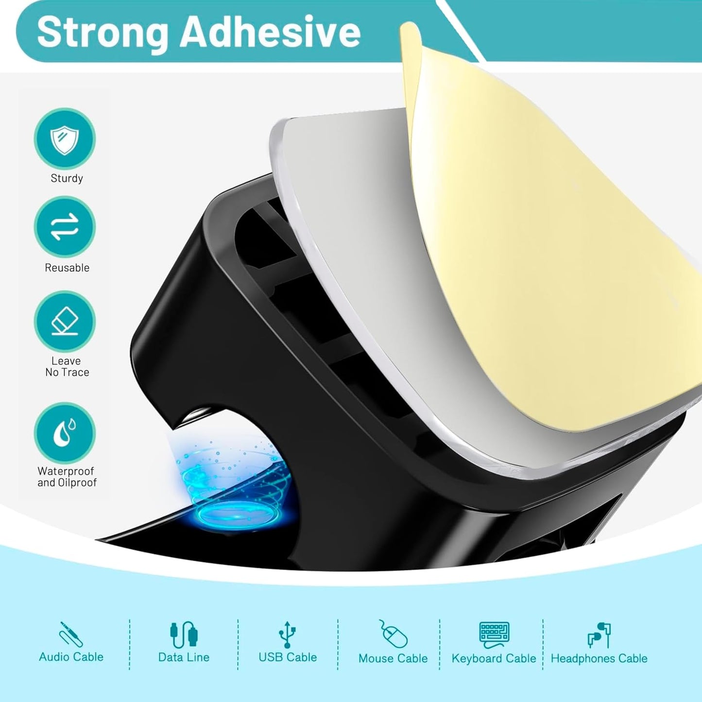 SaiTech IT Pack of 6 Magnetic Cable Clips, Cord Organizer Holder, for Desk Cable Management, Adhesive Wire Keeper for Car, Office Home Desktop, Wall, Night Table