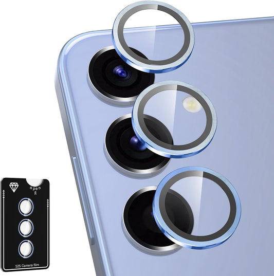 for Samsung Galaxy S25 Camera Lens Protector, Individual Metal Ring Tempered Glass Lens Cover, [Strong Adsorption] Scratch Resistant Ultra-Thin HD Clear Lens Cover, 1 Set-Blue