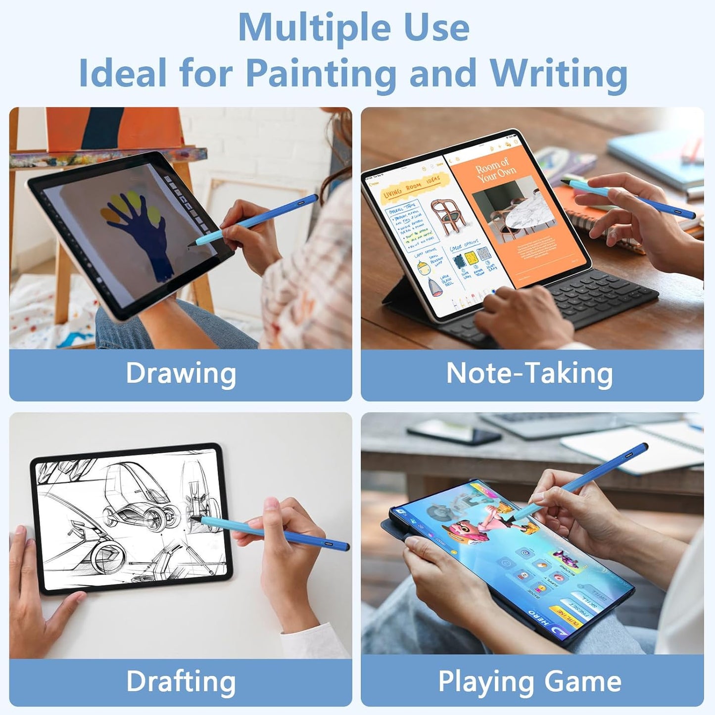 Stylus Pen for iPad 2018-2023 with Palm Rejection, Active Pencil for iPads 10th/9th/8th/7th/6th, for iPad Pro 11/12.9 inch, for iPad Air 5th/4th/3th Gen, for iPad mini 6th/5th Gen(Gradient Blue)